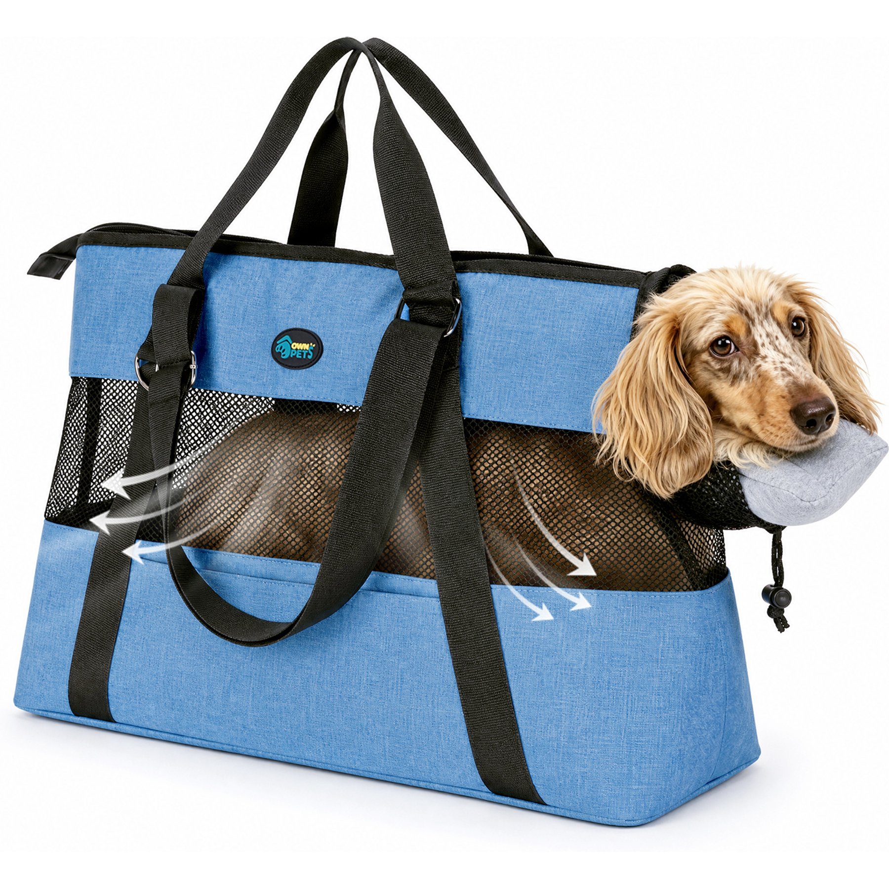 Ownpets Summer Carry Bag Purse Dog Carrier, Large, Blue