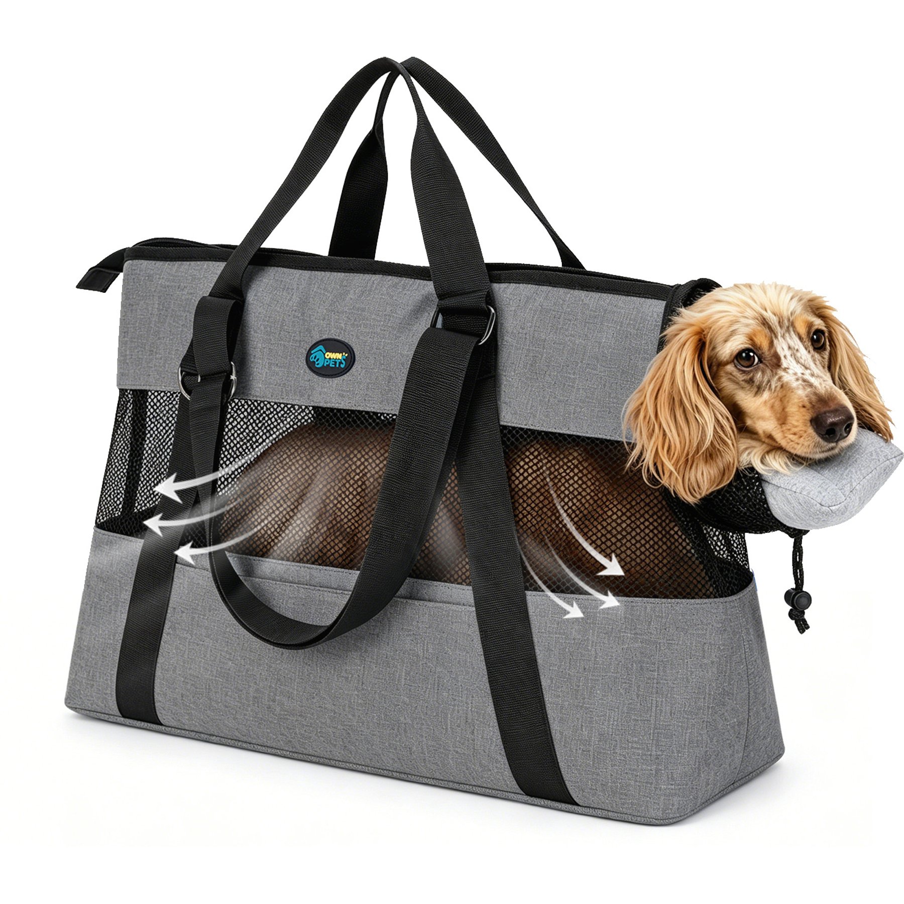 Ownpets Summer Carry Bag Purse Dog Carrier, Large, Grey