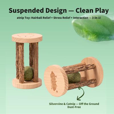 Show full view: Lulu's World Wooden Mouse Interactive Cat Roll Toy slide 2 of 8