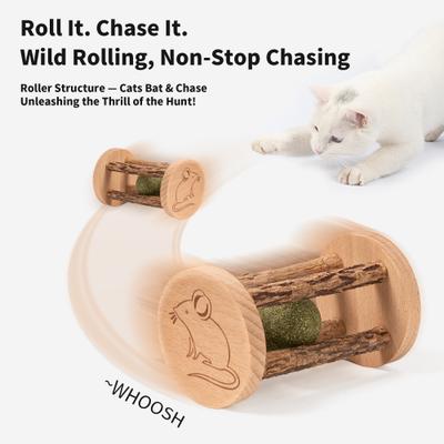 Show full view: Lulu's World Wooden Mouse Interactive Cat Roll Toy slide 5 of 8