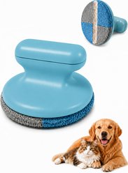 Fido Fave 4-Way Hair Removal Tool with Built-In Reusable Gel Lint Roller for Dogs & Cats, Blue