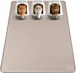 Bartuke Scatter Control Silicone Trapping Cat Litter Box Mat, Khaki, XX-Large: 70 x 45-in