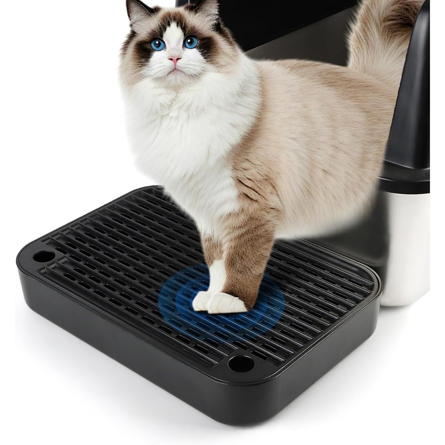 Bartuke Filter Function Easy Clean Cat Litter Box Ramp, Black, 11.8 x 8.14 x 1.96-in