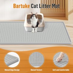 Bartuke Scatter Control Waterproof Clean Floor Silicone Trapping Cat Litter Box Mat, Grey, Large: 24 x 24-in slide 2 of 7