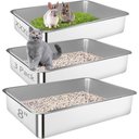 Bartuke Odorless Metal High Sided Pan Splash-Proof & Non-Stick Stainless Steel Cat Litter Box, Grey, XXX-Large: 27.6 x 19.7 x 8-in