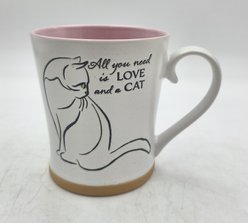 Blue Sky Clayworks All You Need is Love & a Cat Brown Bottom Mug, 17-oz