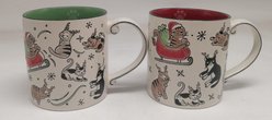 Blue Sky Clayworks Sled Cat Holiday Mug, 23-oz