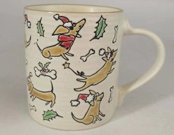 Blue Sky Clayworks Dachshund Holiday Mug, 17-oz