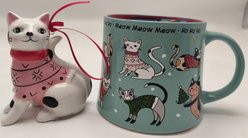 Blue Sky Clayworks Hohoho Meow Mug & Ornament Set