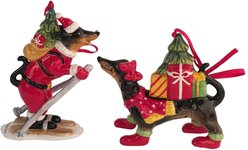 Blue Sky Clayworks Skiing Dachshund Ornament Set