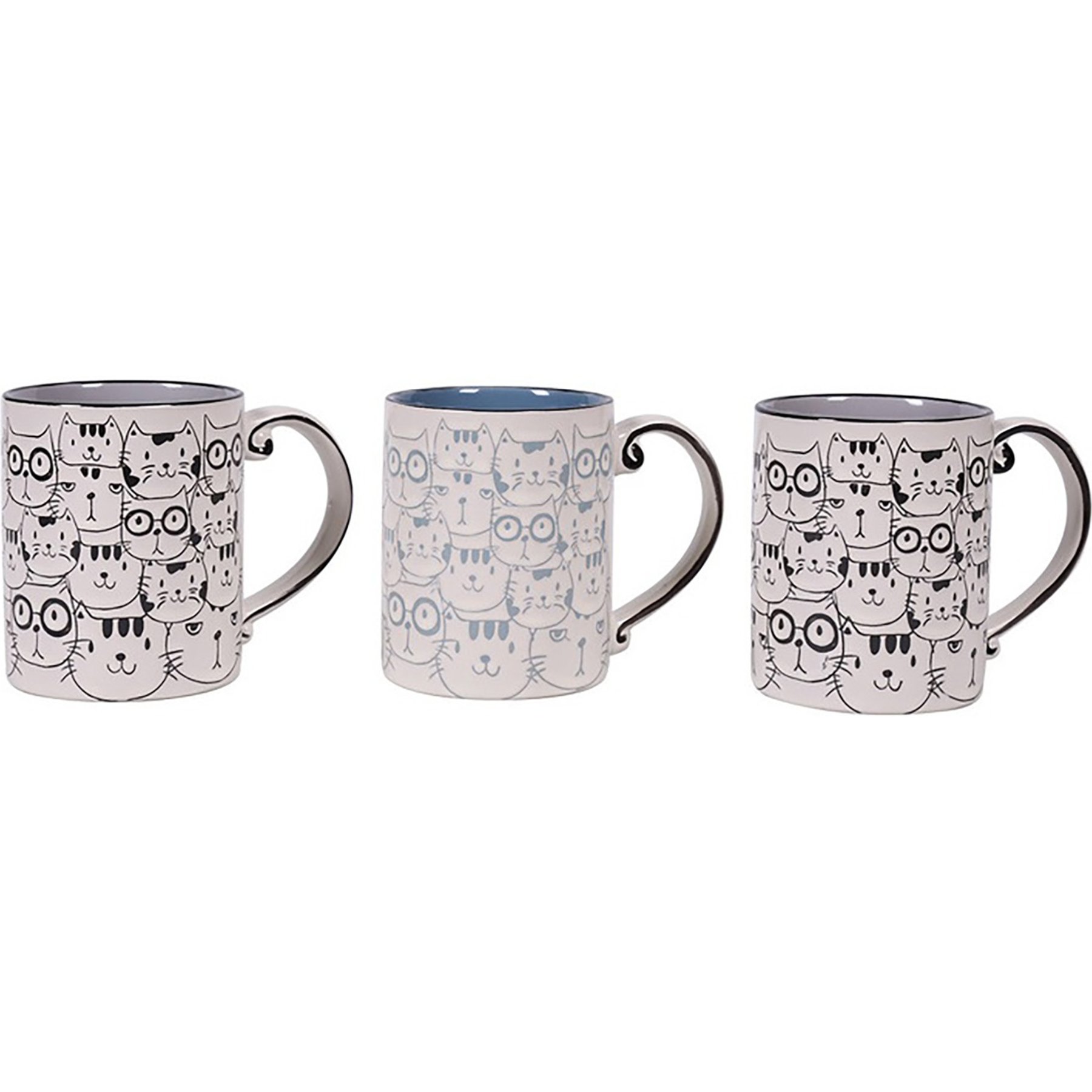 Blue Sky Clayworks Cat Face Repeat B Mug, 16-oz