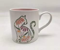 Blue Sky Clayworks Cat Silhouette Flower Pubk Mug, 18-oz
