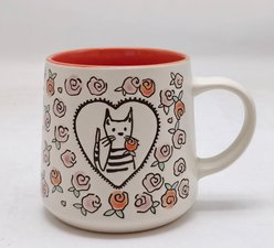 Blue Sky Clayworks Paws And Petals Cat Mug, 16-oz