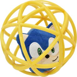 Multipet Sega Sonic Cage Exercise Ball Cat Toy, Yellow/Blue, 4.25-in