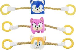 Multipet Sonic Ring Squeaky Rope Tug Dog Toy, Assorted, 18-in