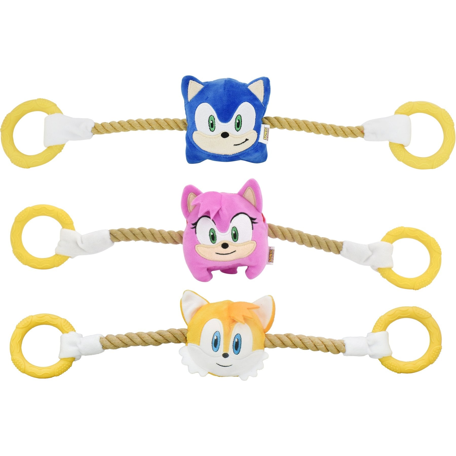Multipet Sonic Ring Squeaky Rope Tug Dog Toy, Assorted, 18-in
