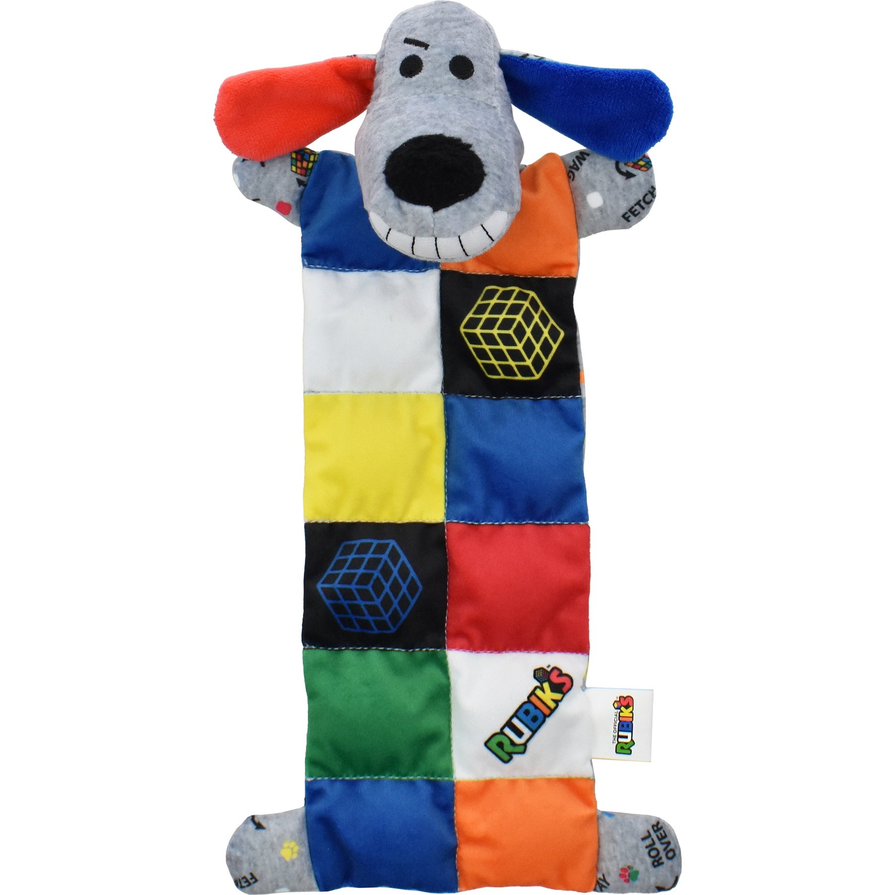 Multipet Rubik's Squeaker Mat Squeaky Plush Dog Toy, Assorted, 13-in