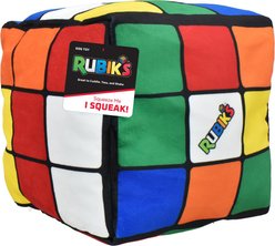 Multipet Rubik's Cube Squeaky Plush Dog Toy, Assorted, 8-in