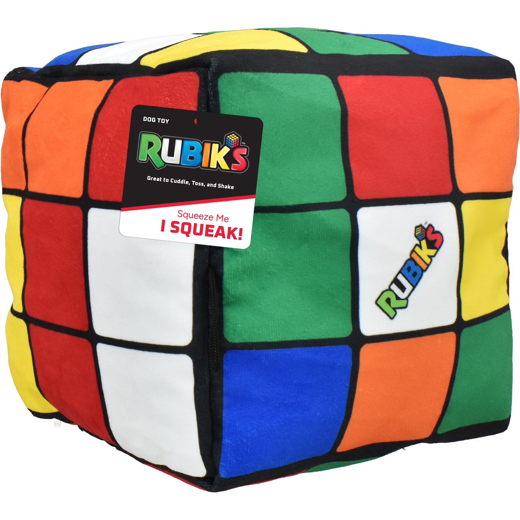 Multipet Rubik's Cube Squeaky Plush Dog Toy, Assorted, 8-in