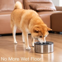 Feedoo Double-Wall 18/8 No Spill & Anti-Splash Non-Slip Base Stainless Steel Dog Water Bowl, Silver, Medium: 3.8-L slide 2 of 9