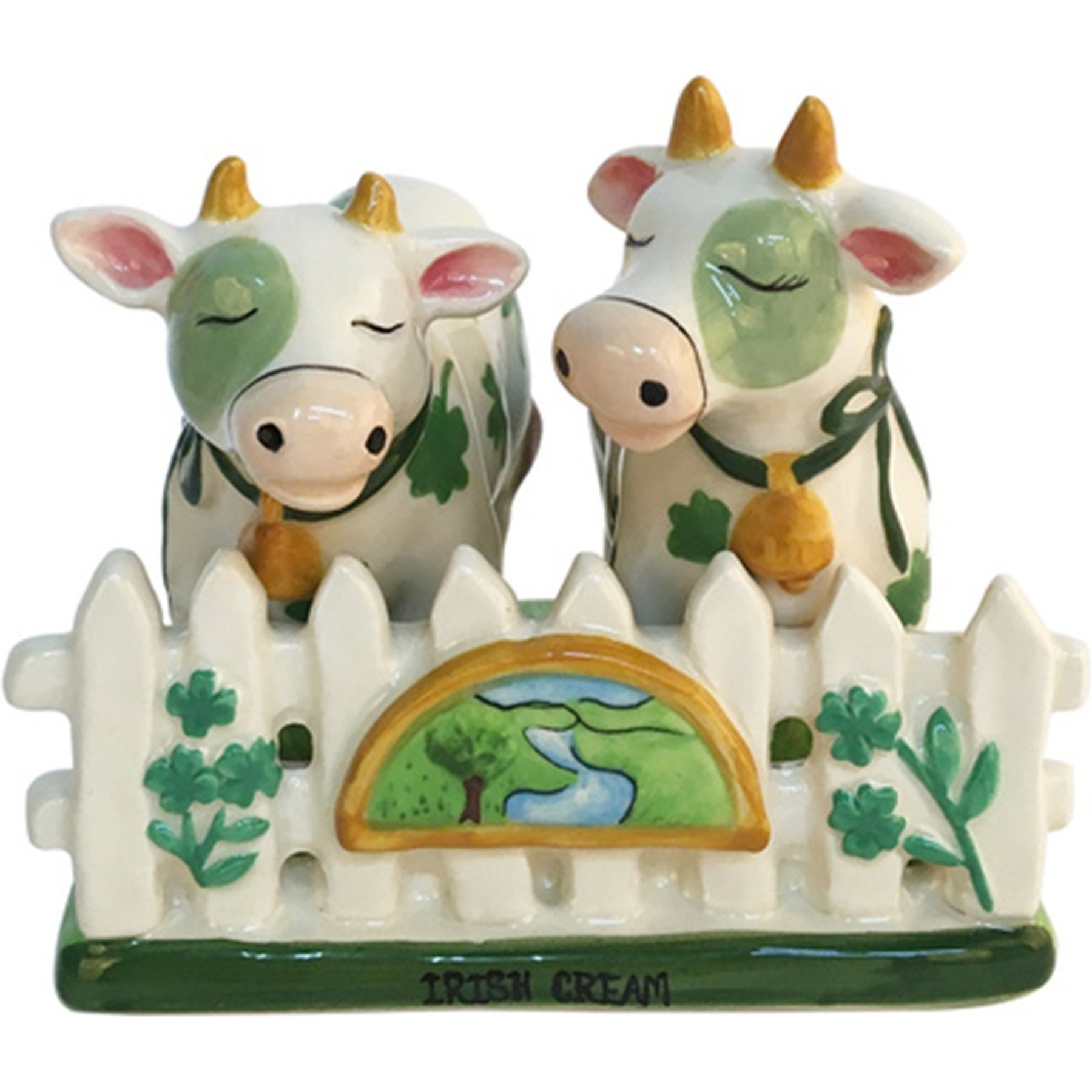 Blue Sky Clayworks Cow Salt & Pepper Set with Dish