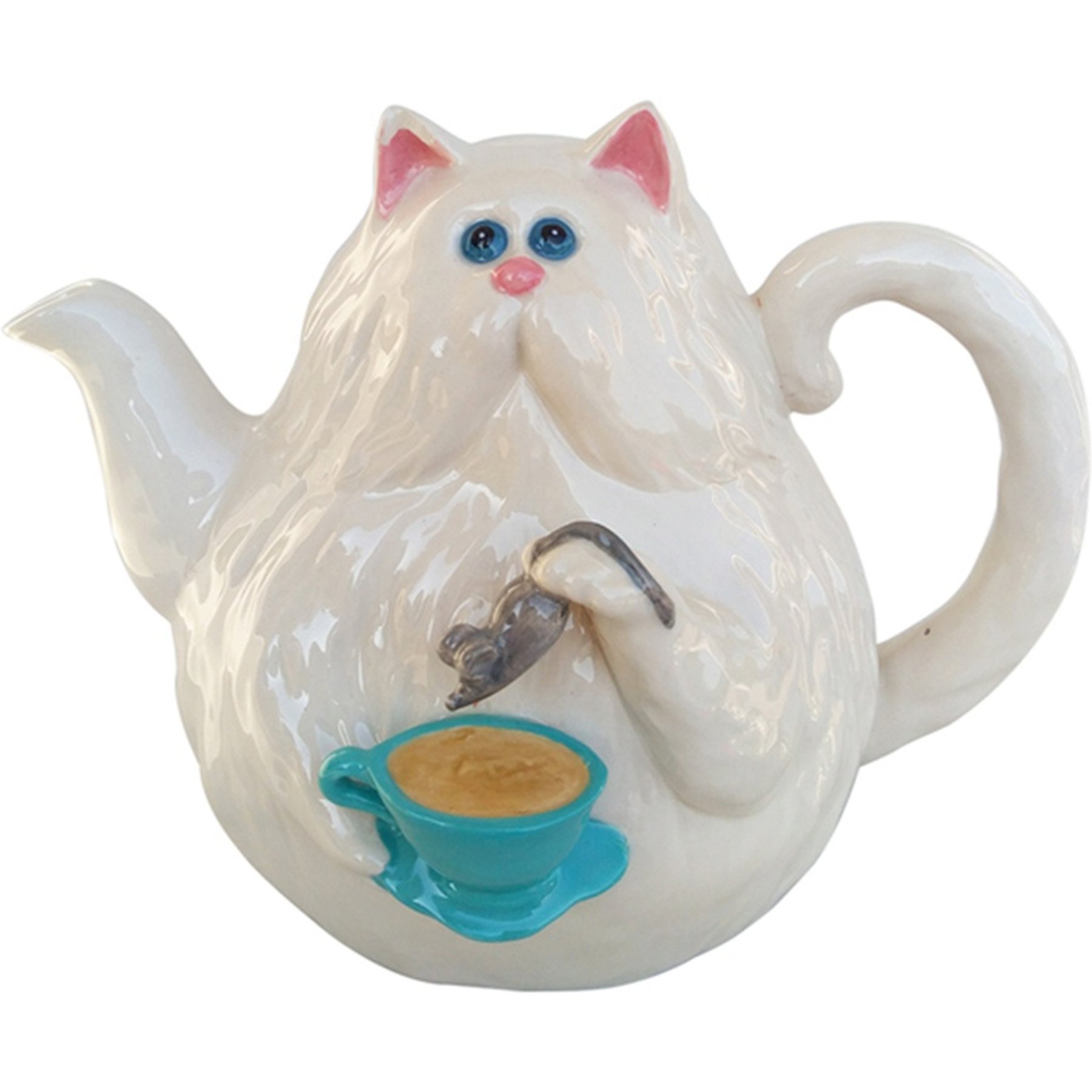 Blue Sky Clayworks Cat with Mouse Teapot