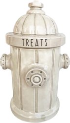 Blue Sky Clayworks Fire Hydrant Dog Treat Jar, Antique White