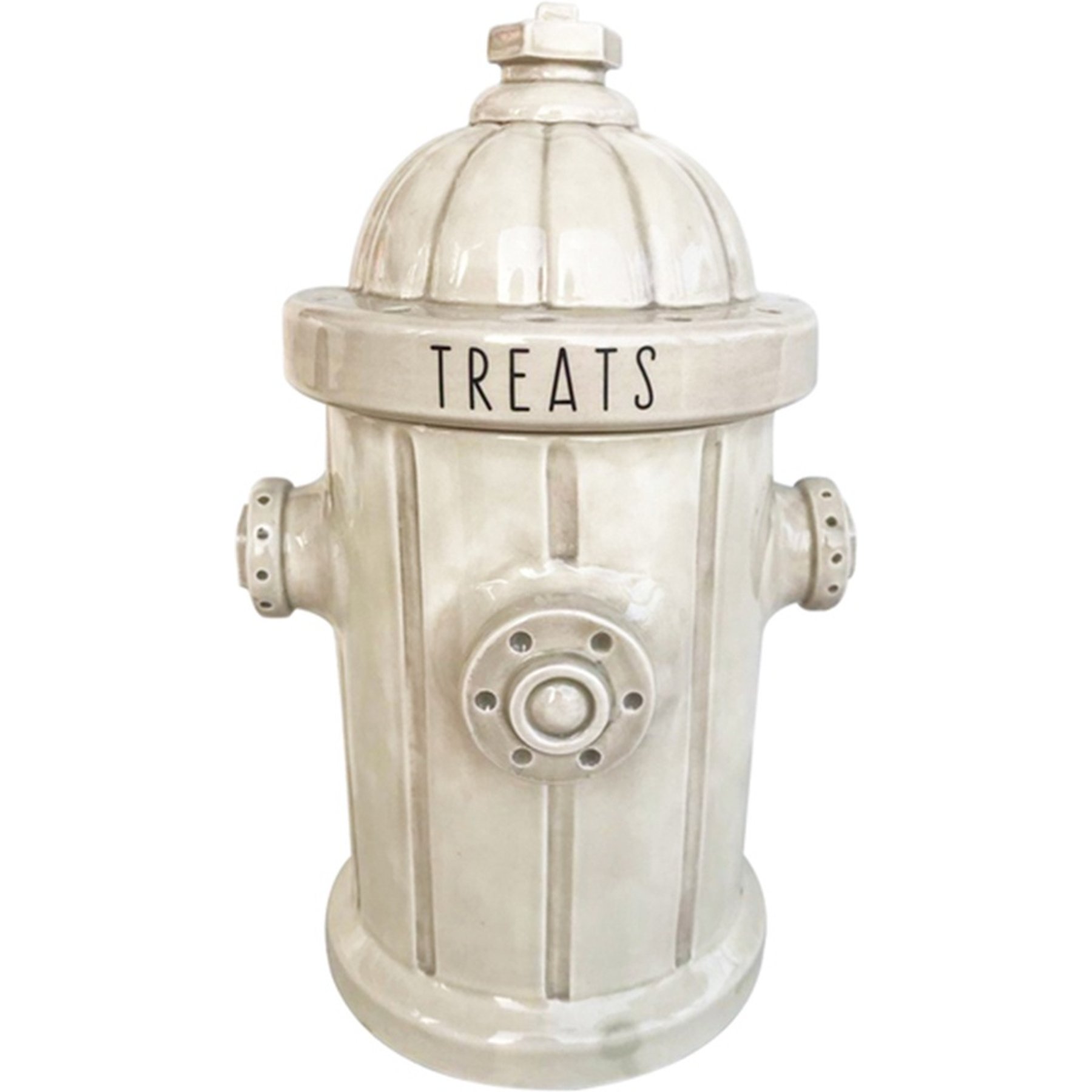 Blue Sky Clayworks Fire Hydrant Dog Treat Jar, Antique White