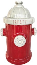 Blue Sky Clayworks Fire Hydrant Dog Treat Jar, Red