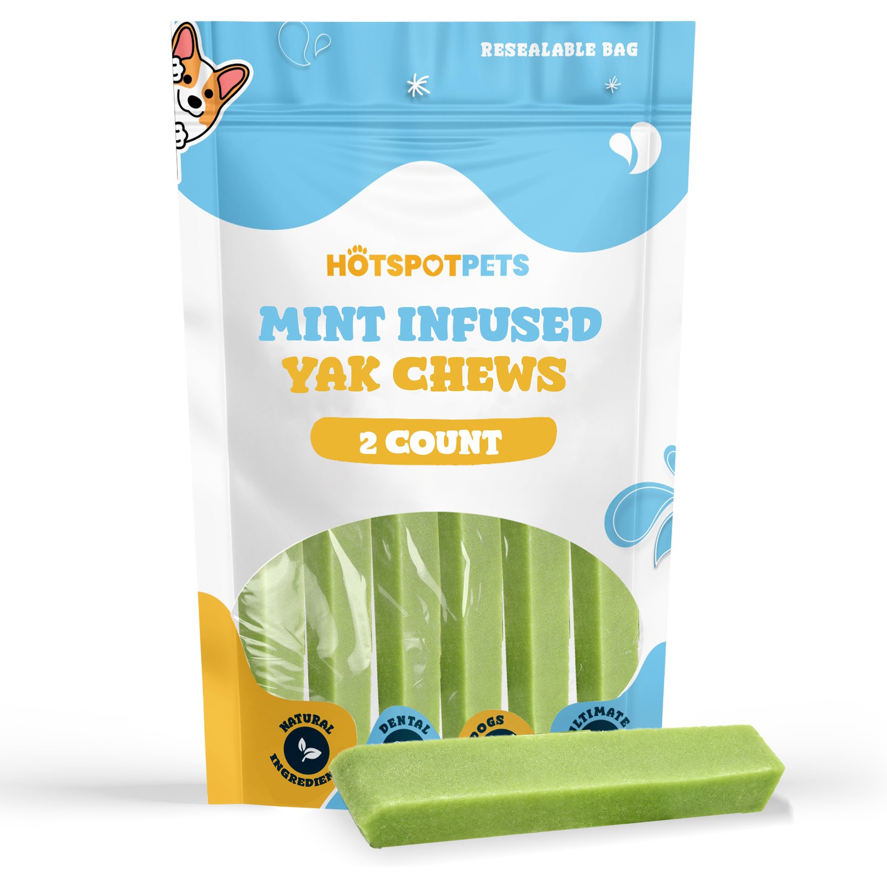 HOTSPOT PETS 5 to 6-in Mint Infused Cheese Hard Dog Yak Chew, 2 count