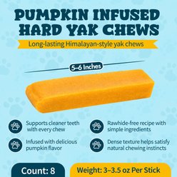 HOTSPOT PETS 5 to 6-in Pumpkin Infused Cheese Hard Dog Yak Chew, 8 count slide 2 of 7