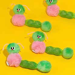 ZEZE Mesh Teeth Cleaning Bite & Scratch Resistant Caterpillar Cat Ball Toy with Catnip, Green slide 2 of 8