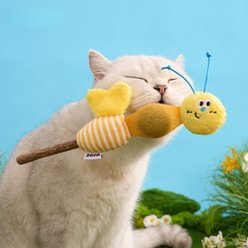 ZEZE Fun Bee Silvervine Ball Crinkle Wings & Durable Mesh Cat Chew Toy with Catnip, Yellow
