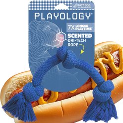 Playology Dri-Tech Rope Hot Dog Scented Dog Toy, Blue, Jumbo