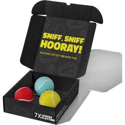 Playology Playology Scented Squeaky Chew Variety-Pack Ball Dog Toy, Multicolor, Medium, 3 count