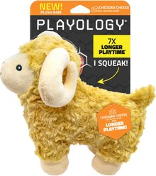 Playology Cheddar Cheese Scented Ram Plush Squeaky Dog Toy, Yellow, Jumbo