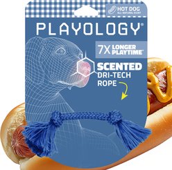 Playology Dri-Tech Rope Hot Dog Scented Dog Toy, Blue, Small