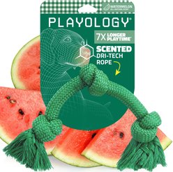 Playology Dri-Tech Rope Watermelon Scented Dog Toy, Green, Jumbo