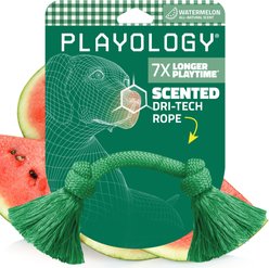 Playology Dri-Tech Rope Watermelon Scented Dog Toy, Green, Medium