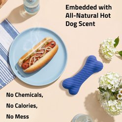 Playology Dual Layer Bone Hot Dog Scented Dog Toy, Blue, Small slide 2 of 6