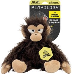 Playology Banana Scented Monkey Plush Squeaky Dog Toy