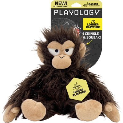 Playology Playology Banana Scented Monkey Plush Squeaky Dog Toy