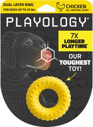 Playology Chicken Scented Dual Layer Ring Dog Toy, Small