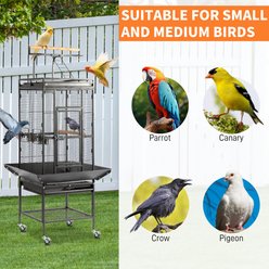 Winado Wrought Iron Metal Parrot Cage with Play Top & Stand, Black, 61-in slide 2 of 8