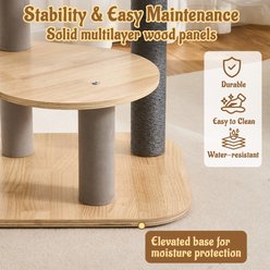 Hittite Modern Multi-Level Wooden Tower Cat Tree with Scratching Posts, Spacious Top Bed, Condo & Capsule Perch, 23 x 19 x 48-in, Natural Gray slide 2 of 9