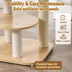 Hittite Modern Multi-Level Wooden Tower Cat Tree with Scratching Posts, Spacious Top Bed, Condo & Capsule Perch, 23 x 19 x 48-in, Natural White slide 2 of 9