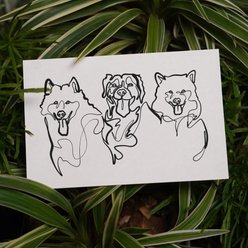 Char and Whiskers Single-line Custom Pet Portrait, 3 Pets: 11 x 17-in
