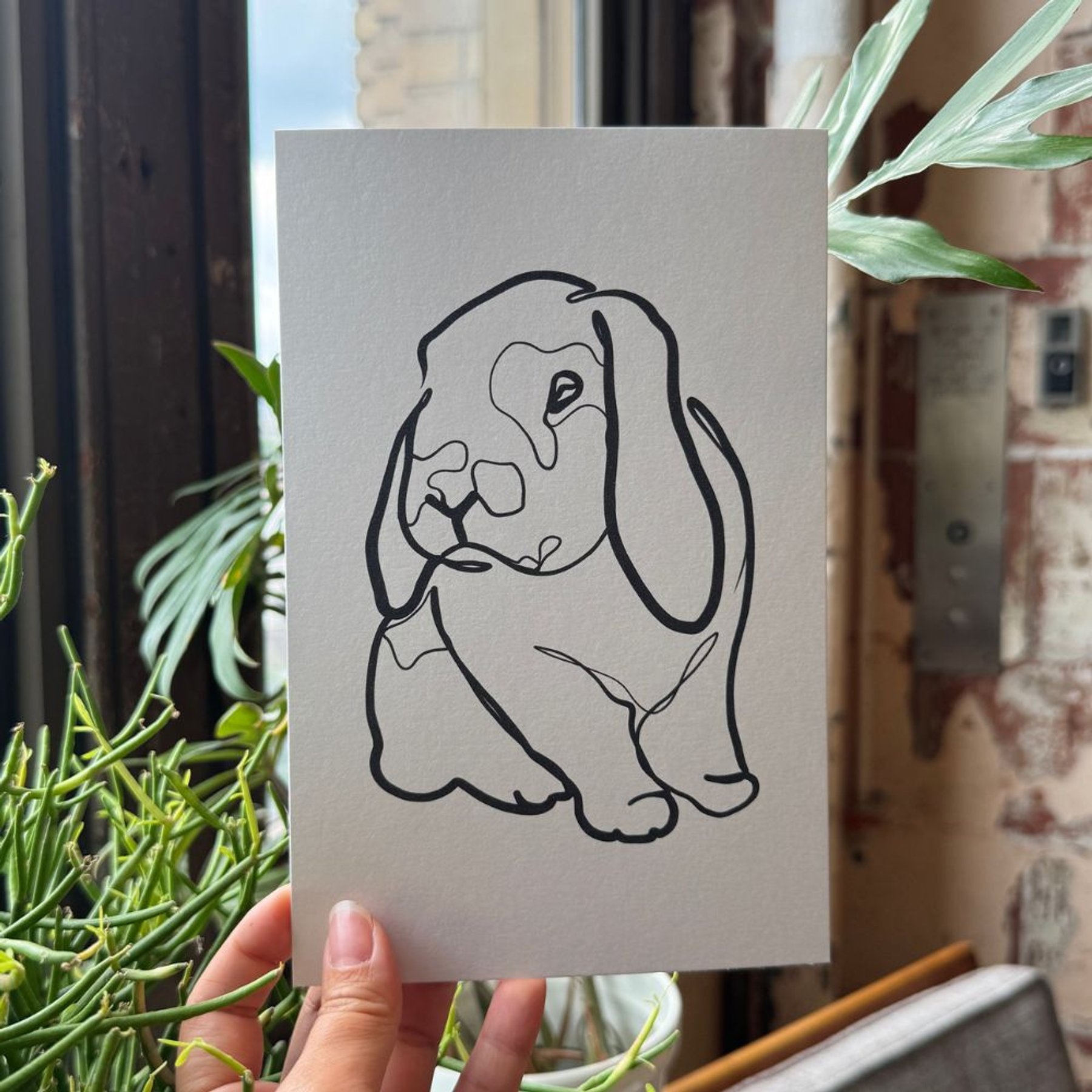 Char and Whiskers Single-line Custom Pet Portrait, 1 Pet: 5.5 x 8.5-in