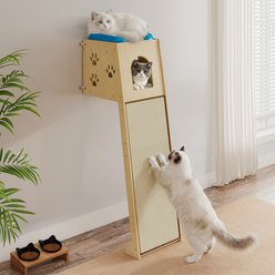 Coziwow Wall-Mounted 55.2-in Climbing Cat Tree Tower, Brown