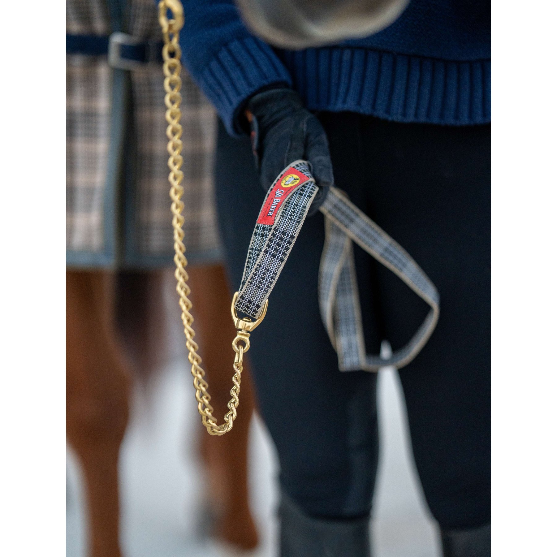 5/A Baker Horse Nylon Lead 7-ft with Chain Solid Brass, 30-in